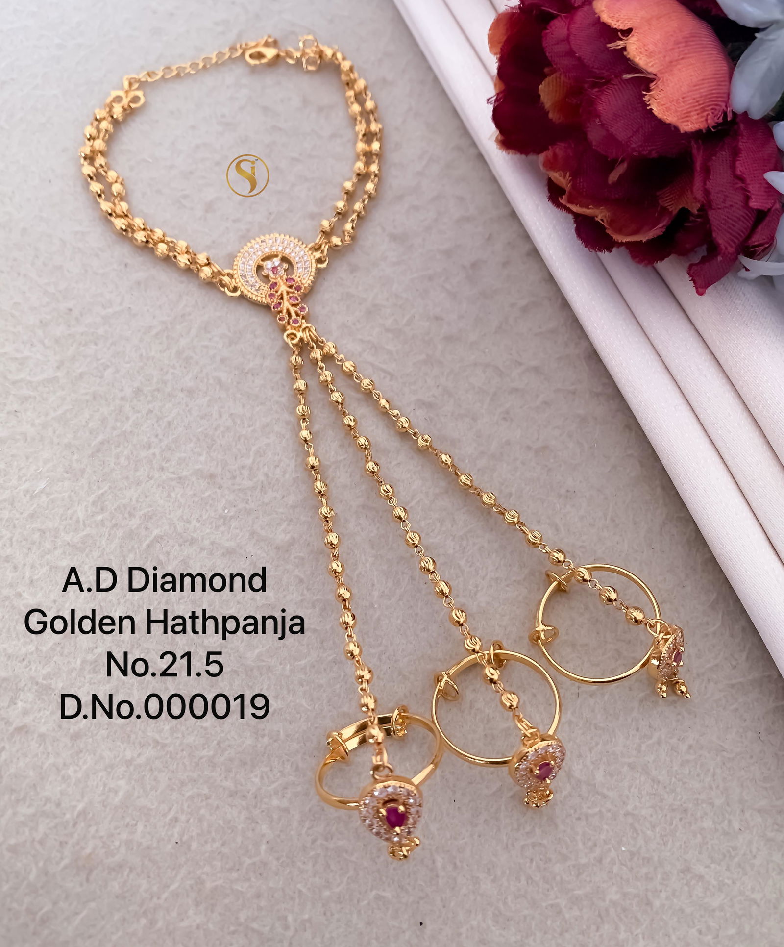 7 AD Diamond Designer Golden Hath Panja Wholesale Shop In Surat
